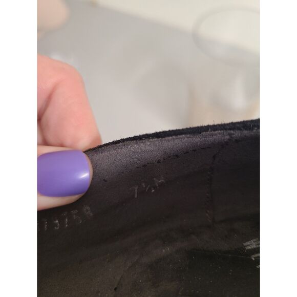 Stuart Weitzman Black Suede Wedge Heels US 7.5 Royal Classic Pumps Quiet Luxury - Picture 7 of 7